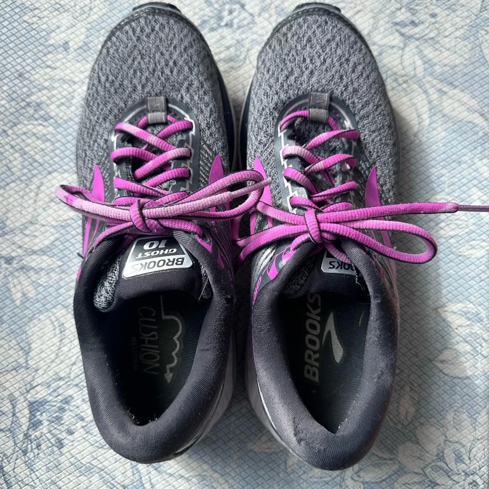 Brooks Ghost 10 Women's Grey Purple Lace-up Athletic Running Shoes - Size 7.5 - Picture 2 of 9